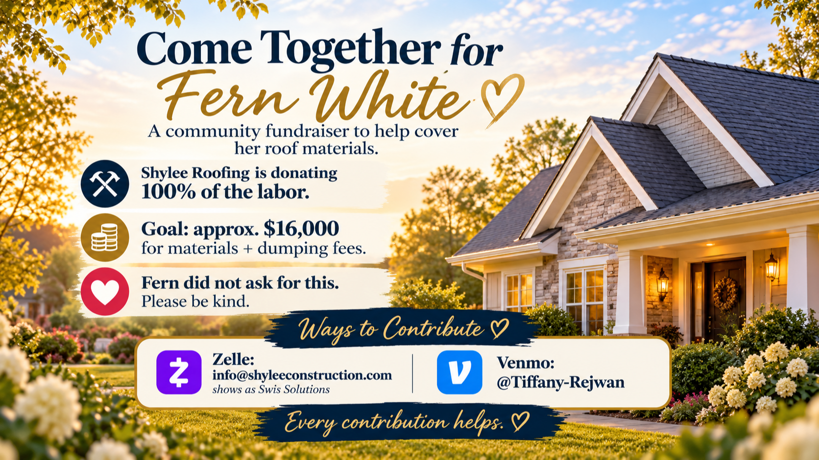 Help Fern White Get a New Roof