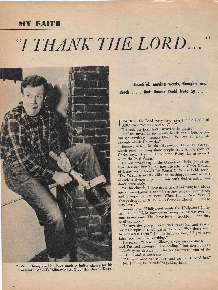 Update Jimmie Dodd Christian faith article... Image