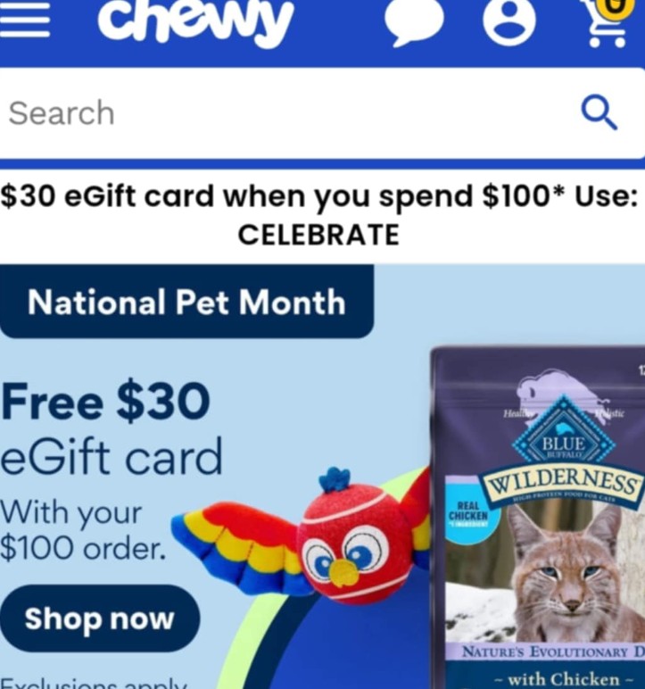 Update 📣 Exciting Chewy Deal – A Great Way to Help Us Help Our Cats! 🐾 - National PET Month Image