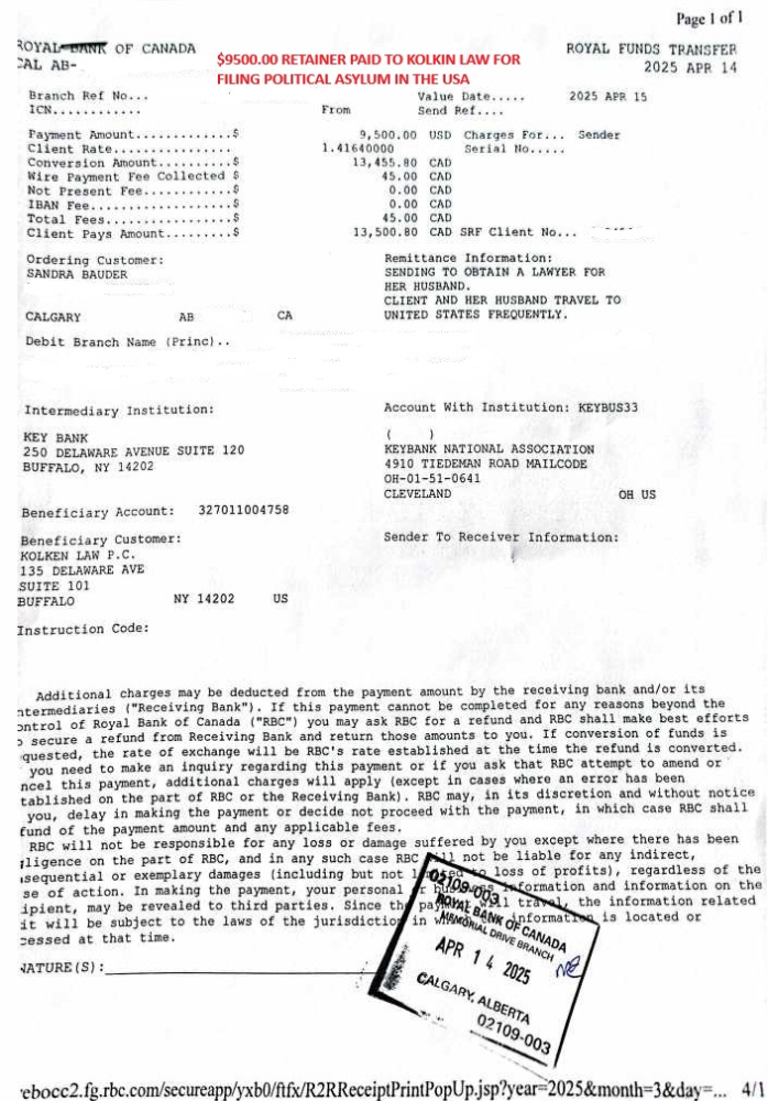 Update COPY OF $9500.00 USD RETAINER PAID TO KOLKIN LAW Image