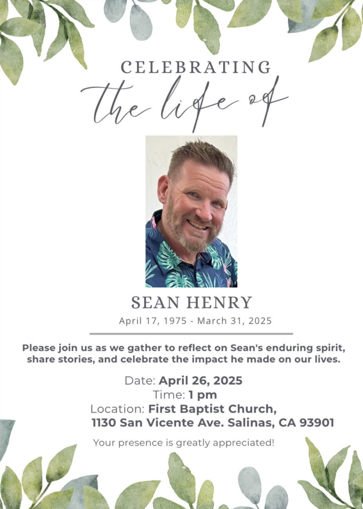 Update Sean Henry's Celebration of Life Image