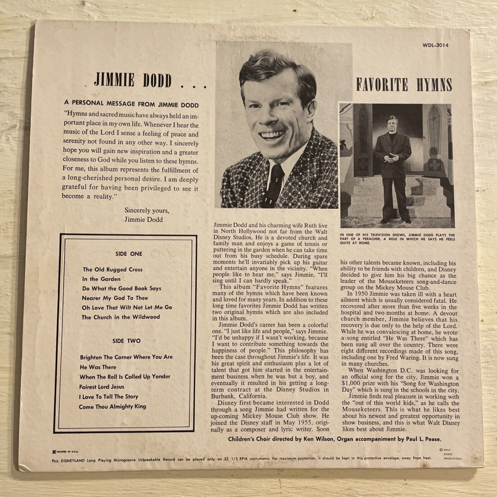 Update Jimmie Dodd Christian LP for Disneyland Records... Image