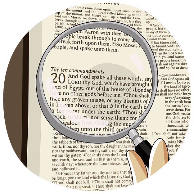 Update A clipart of the Bible page at Exodus 20 magnified is added! Image