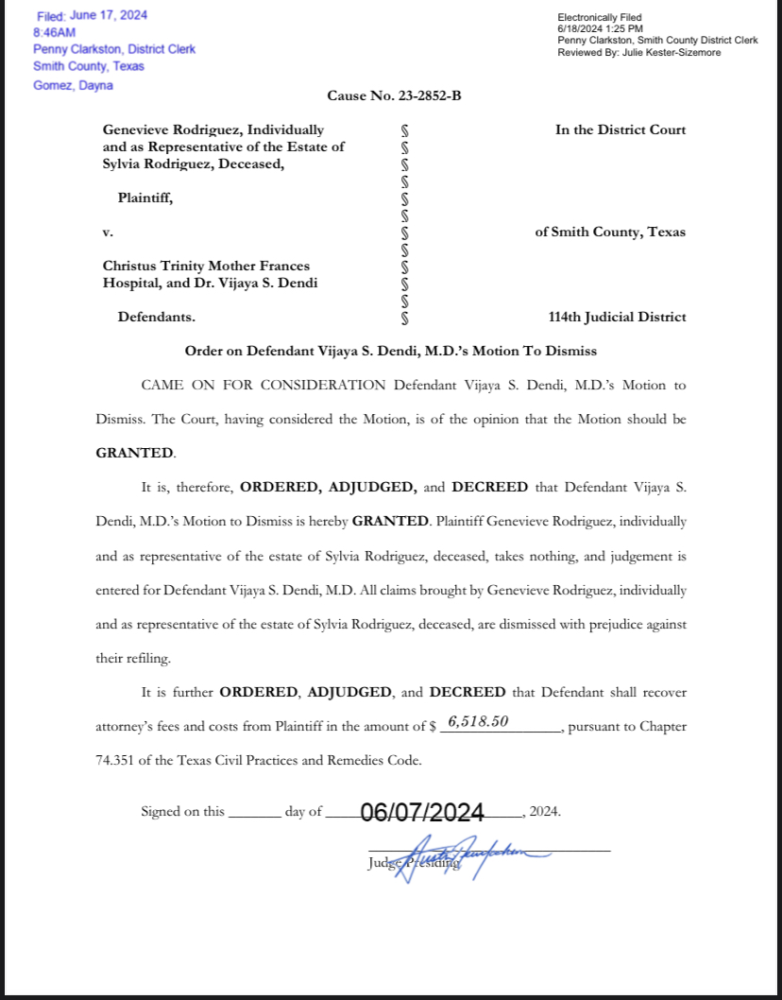 Update Court Document for doctors counsel fees page 1 Image