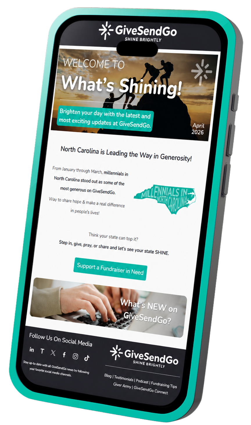 Latest GiveSendGo newsletter preview